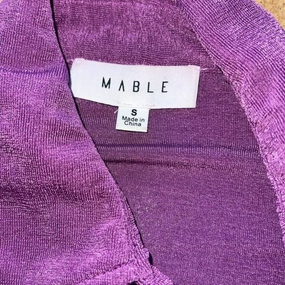 Mable Purple Long-Sleeve Collared Button-Up Ruched Mini Dress Womens Size Small - Picture 8 of 12